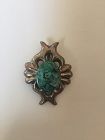 F.L. Begay Sandcast Sterling Turquoise Pendant