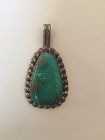 Navajo Sterling Turquoise Pendant ~Mitchell Calabaza