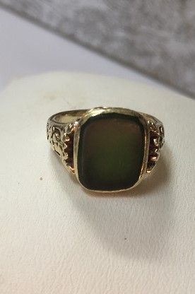14k Art Nouveau Nephrite Jade Ring