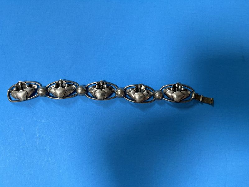 Jewel Art Sterling Flower Basket Bracelet