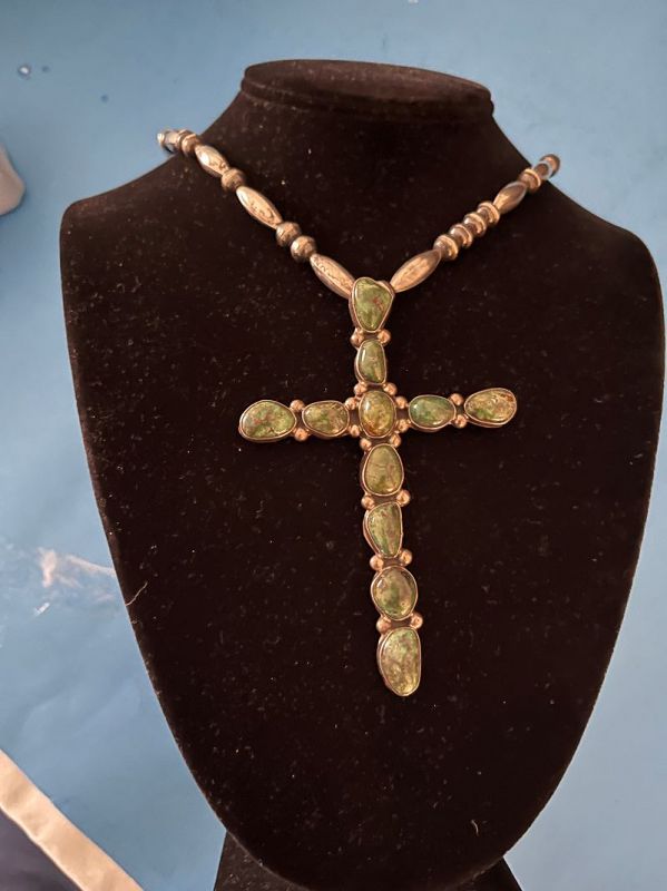 Evelyn Anderson Navajo~ Oversized Turquoise Sterling Cross