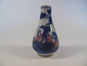 Qing Dynasty Blue and Red under-glaze snuff bottle