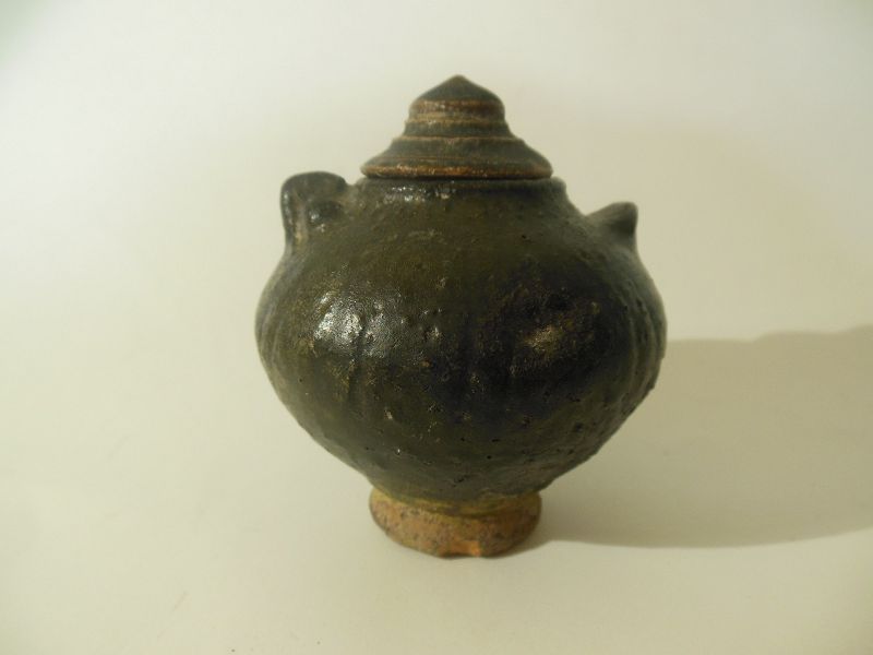 A Cambodian Brown Glaze Lime-pot