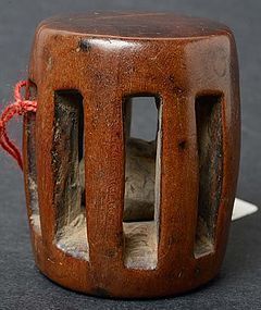 Antique Chinese Wood Toggle of Drum