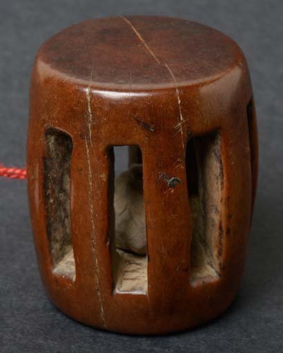Antique Chinese Wood Toggle of Drum