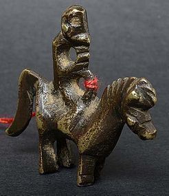 Chinese Brass Toggle of Equestrian Monkey