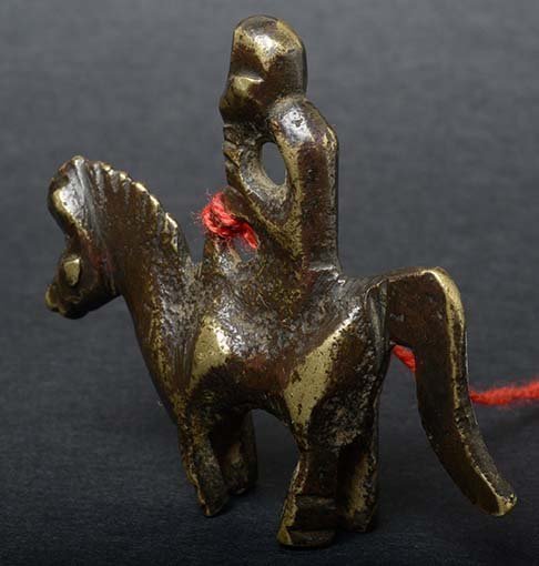 Chinese Brass Toggle of Equestrian Monkey