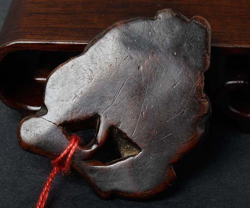 Antique Chinese Wood Toggle of Bat eating a Peach