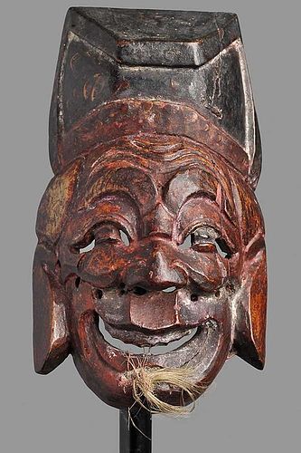Antique Chinese Nuo Mask of Tudi Gong