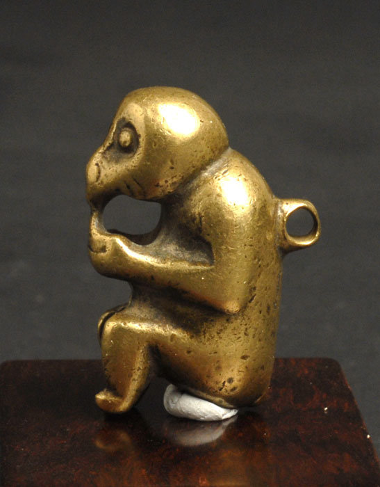Antique Chinese Brass Toggle of Monkey