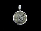 A BRONZE FOLLIS OF CONSTANTINE THE GREAT SET IN SILVER PENDANT