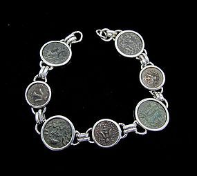 SEVEN WIDOW'S MITES  IN SILVER BRACELET WITH POMEGRANATE