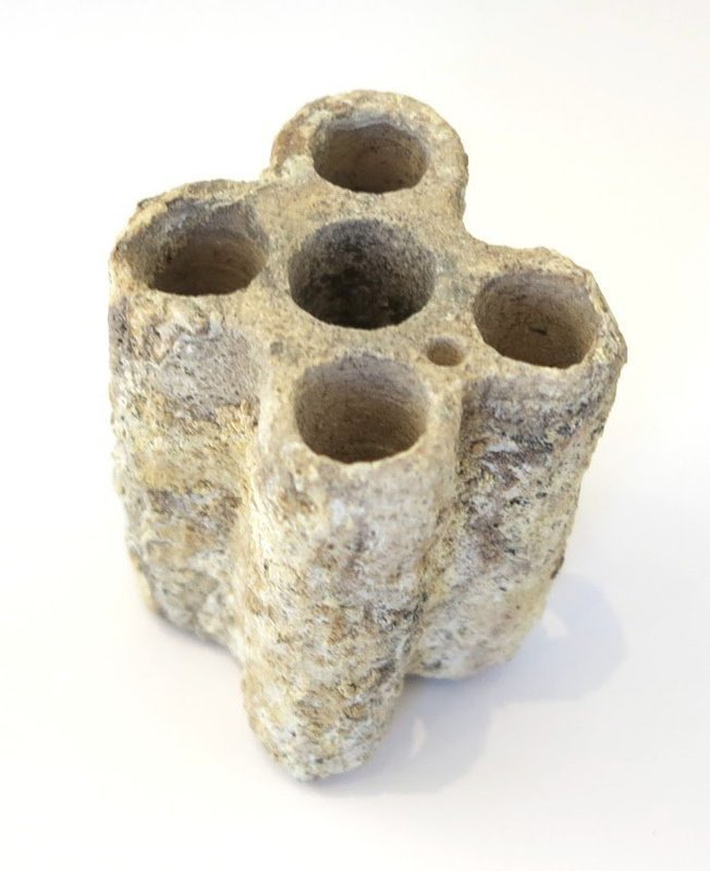 AN EGYPTIAN LIMESTONE QUINTUPLE KOHL TUBE