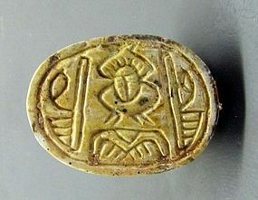 A CANAANITE STEATITE SCARAB WITH HIEROGLYPHS