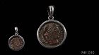 A ROMAN BRONZE COIN OF CONSTANTINE THE GREAT IN SILVER PENDANT