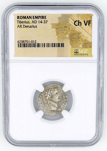 A TRIBUTE PENNY OF TIBERIUS ENCAPSULATED BY NGC ANCIENTS