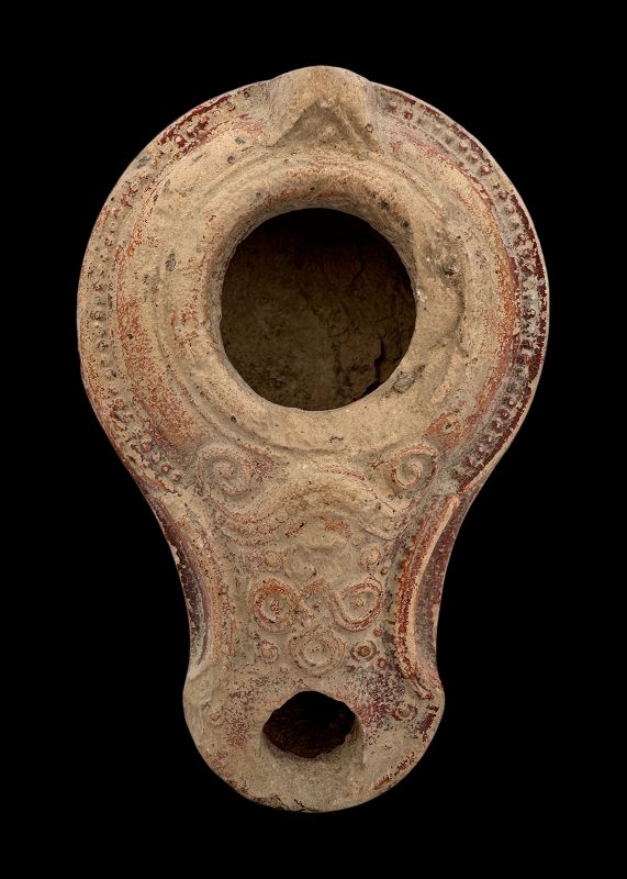 A BEIT-NATIF TERRACOTTA OIL LAMP