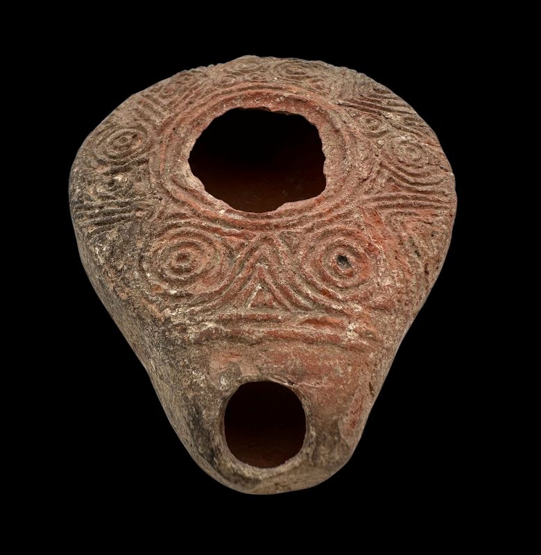 A SAMARITAN TERRACOTTA OIL LAMP FROM THE HOLY LAND