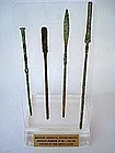 FOUR ROMAN BRONZE MEDICAL AND SURGICAL INSTRUMENTS