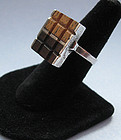 Modernist Sterling and Wood Ring