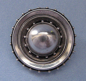 Victorian Sterling Locket-Back Brooch