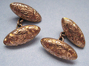 Victorian Gold Engraved Cuff Links