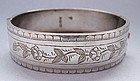 Victorian Sterling Engraved Hinged Bangle