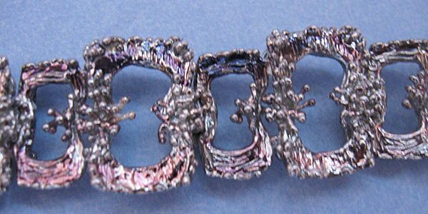 European Silver Bracelet, Textured and Iridescent