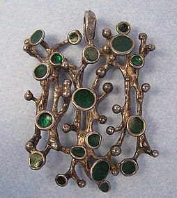 Silver and Enamel Biomorphic Pendant