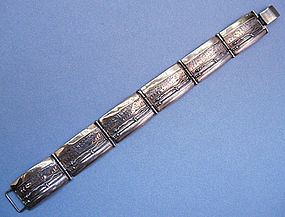 Sterling Artisan Bracelet Enhanced with Gilding, Abstract Design