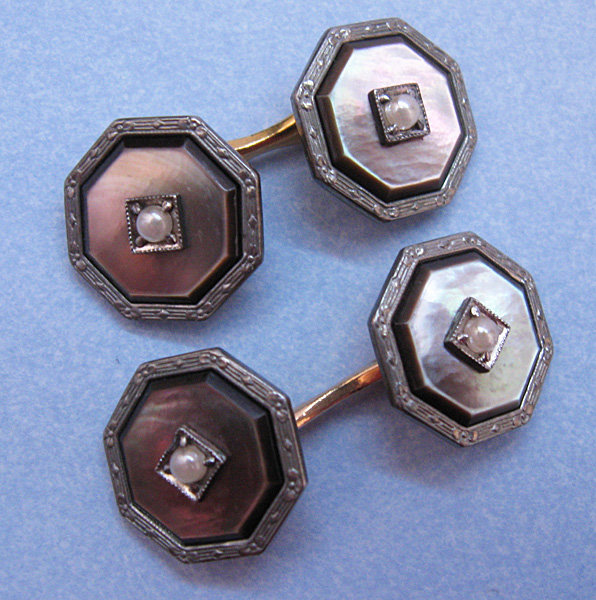 Art Deco Black Mother-of-Pearl Cuff Links