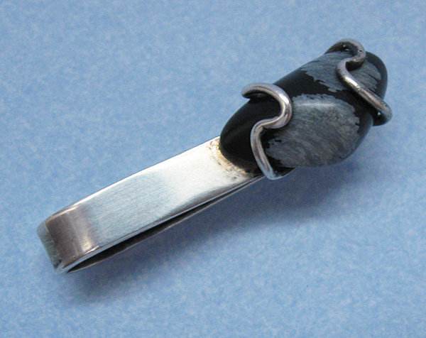 Sterling and Agate Modernist Tie Bar