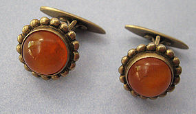 Russian Silver and Amber Cuff Links