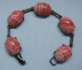 Sterling Bracelet Set with Rhodochrosites