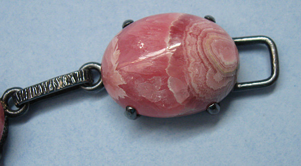 Sterling Bracelet with Banded Pink Stones