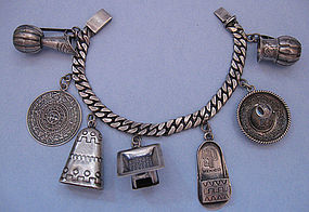 Mexican Sterling Charm Bracelet, Castelan