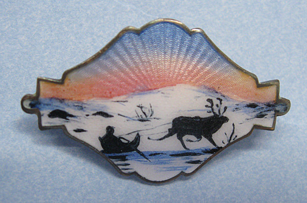 Norwegian Enameled Sterling Pin by Holth