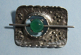 European Silver and Chrysoprase Pin