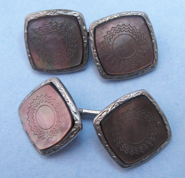 Carved Abalone Cuff Links