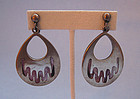 Mexican Sterling Earrings, Encased Feathers