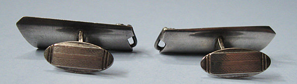 European Silver and Spinel Cuff Links