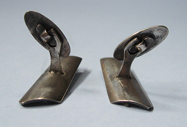 European Silver and Spinel Cuff Links