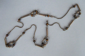Silver and Tiger’s Eye Chain Necklace