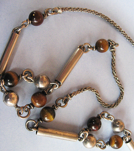Silver and Tiger’s Eye Chain Necklace