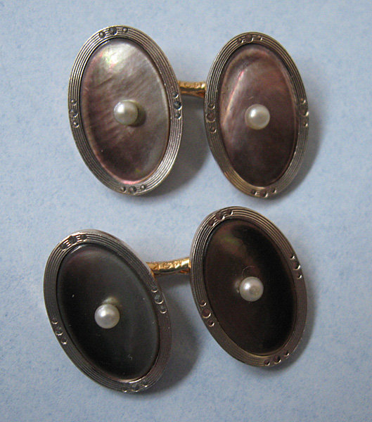 American Gold and Black Mother-of-Pearl Cuff Links