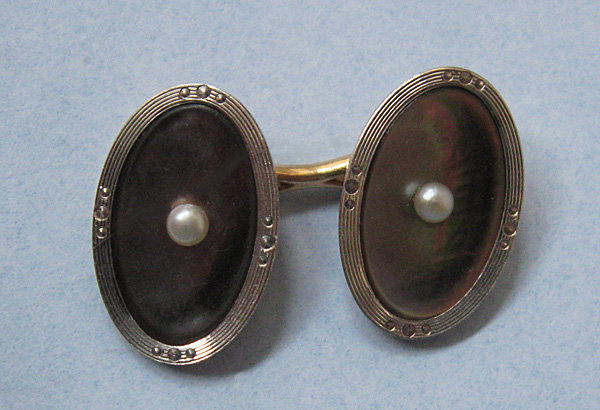 American Gold and Black Mother-of-Pearl Cuff Links