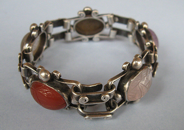 Sterling and Stone Scarab Bracelet