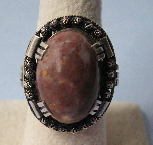 European Handmade Sterling and Agate Ring