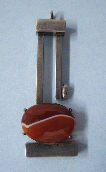 Sterling and Agate Abstract Pendant