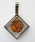 Danish Abstract-Form Amber Pendant, c. 1975